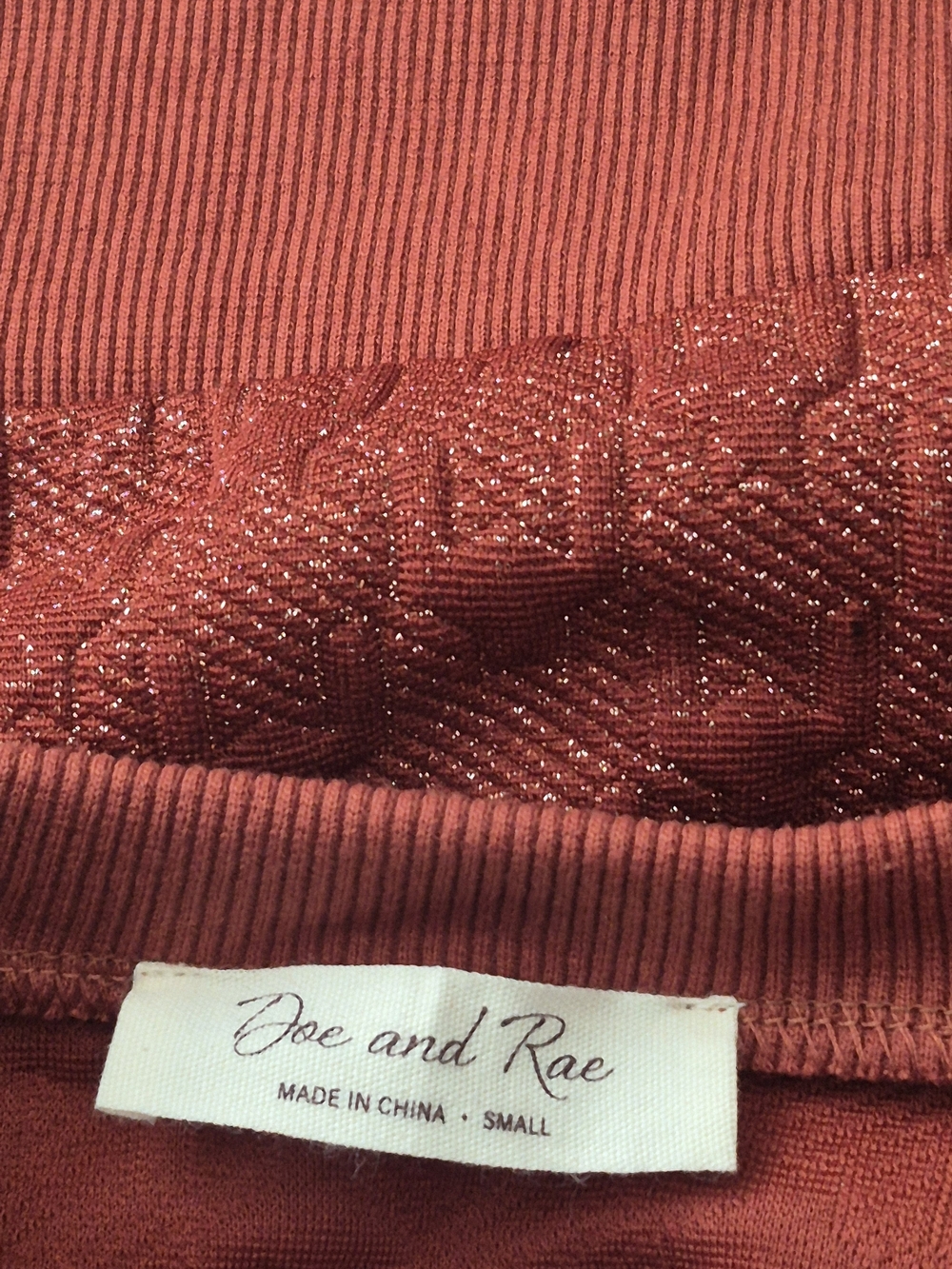 Doe & Rae Rust Ruffle Crew Sweater - Picture 3 of 3